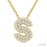 1/10 Ctw Bubble Accent Initial 'S' Round Cut Diamond Fashion Pendant With Chain in 10K Yellow Gold